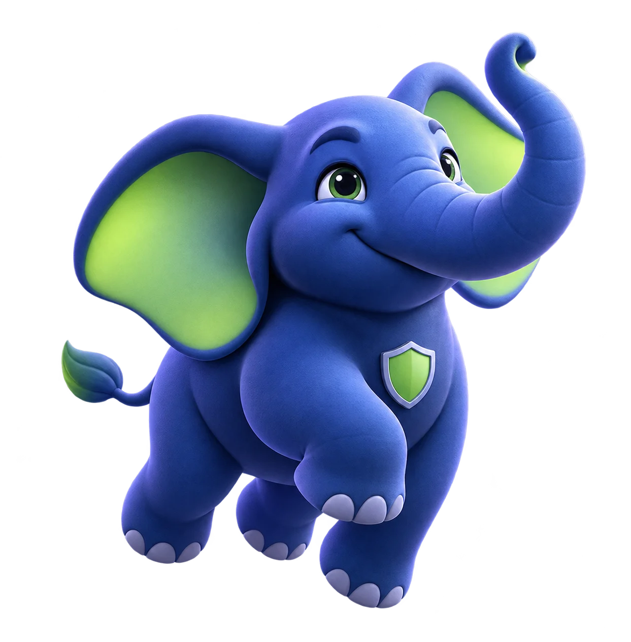 Friendly blue SLON elephant mascot